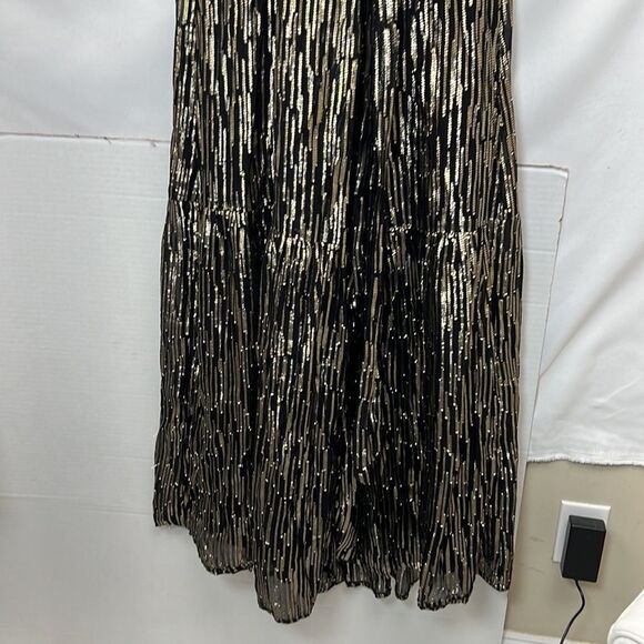 Ba&sh Nixon Metallic Silk Blend Empire Gown size small Black gold- Repaired - Picture 16 of 16